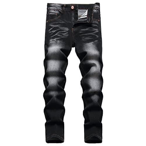 Image of Men's Slim Fit Stretch Jeans Ripped Skinny for Men, Distressed Destroyed Straight Leg Fashion Comfort Flex Waist Jeans, Teenager Casual Fashion Designer Classic Regular Fit Basic Denim Pants