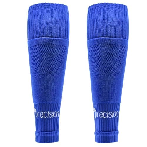 Image of Precision Training Pro Junior Footless Sleeve Sport Socks, Stretch Fit, Compression Support for Football, Rugby and Hockey, Royal Blue, Sizes 12 Child UK - 6 UK