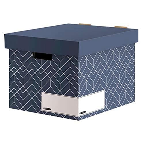 Image of BANKERS BOX Décor Cardboard Archive Boxes with Lids (WxHxD) 32.5 x 28.7 x 37cm (Pack of 5) Urban Slate Blue