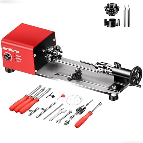 Image of Mini Lathe, WM101A-Plus Mini Wood Lathe Machine, 24VDC 96W Power Lathe, Small Benchtop Lathe with Wood Turning Lathe Tools Kits, Infinitely Variable Speed, Professional for DIY Woodworking