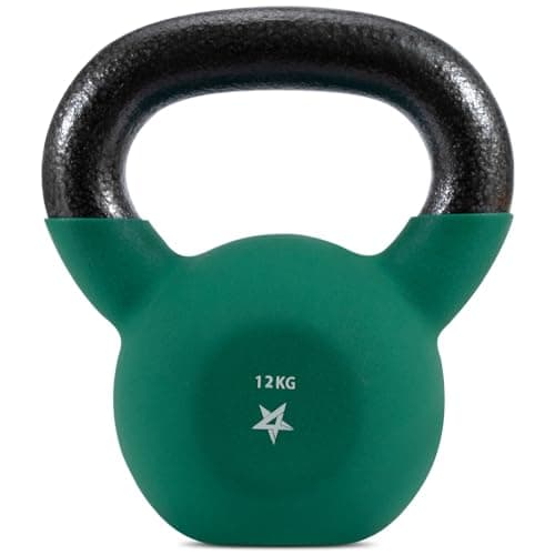 Image of Yes4All Kettlebell, 12KG Cast Iron, Neoprene Coated, Dark Green for Strength Training