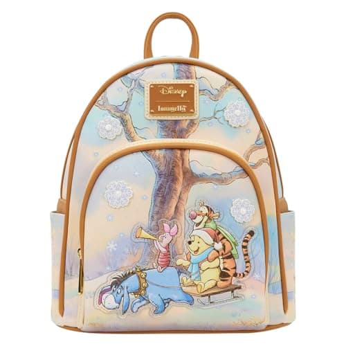 Image of Loungefly - Disney - Winnie the Pooh - Winter Sledding Scene - Mini Backpack - Premium Vegan Leather - Gift Idea - Official Merchandise - for Boys, Girls Men and Women - Cartoon Fans