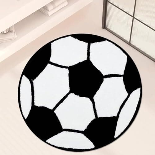 Image of FCXVXCL Football Rug 60x60cm Football Rug Room Soft Sports Carpet for Kids Bedroom Decor Non Slip Soft Bath Mat Washable Kids Living Room Bedroom Sofa Floor Mat Door Mat1