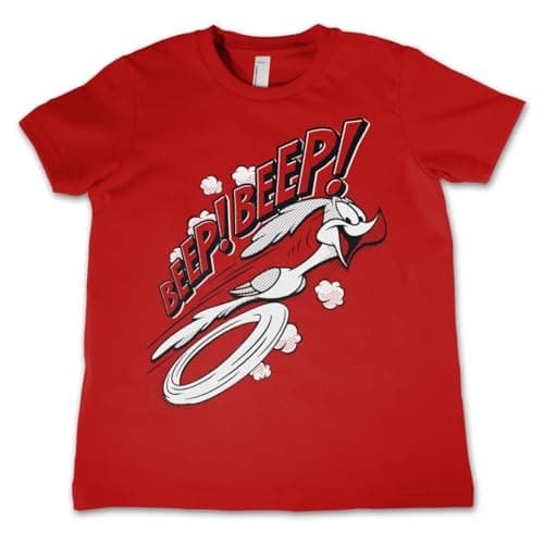 Image of LOONEY TUNES Officially Licensed BEEP BEEP Kids T-Shirt - Red 11/12 Years