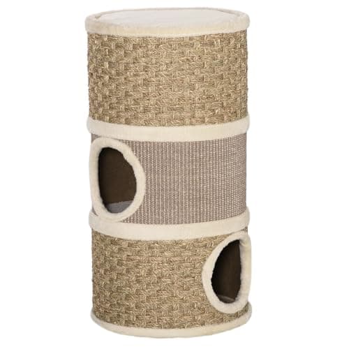 Image of PawHut Cat Scratching Barrel Kitten Tree Tower with Sisal and Seaweed Rope