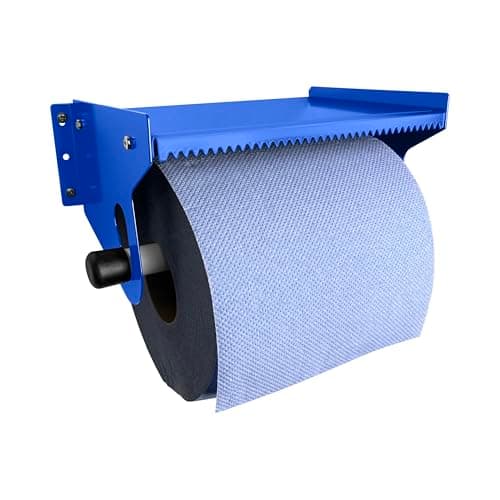 Image of TR Home Solutions Blue Roll Holder and Paper Towel Holder - Wall Mounted Blue Powder-Coated Steel Dispenser - Heavy Duty Metal Holder for Kitchen, Garage, Workshop or Restaurant