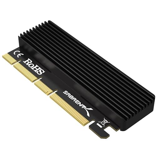 Image of SABRENT M.2 SSD NVMe to PCIe Adapter with Aluminum Heatsink and Thermal Pad, for SSDs up to 16TB, M.2 NVMe to PCI-E converter 3.0 X4 X8 X16 Card (EC-PCIE)