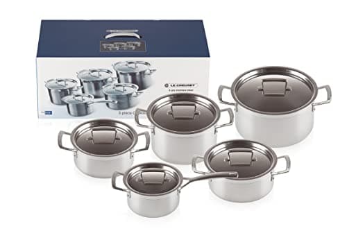 Image of Le Creuset 3-Ply Stainless Steel Cookware Set, 5 Pieces, Silver, 96209400001000