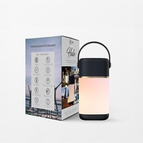 Image of VQ Halo Portable Bluetooth Speaker Wireless with Ultra-Bright Led Camping Light - Outdoor Speakers with Long Battery Life - Loud Wireless Speaker with 360-Degree Stereo Sound & AUX - Sapphire Noir