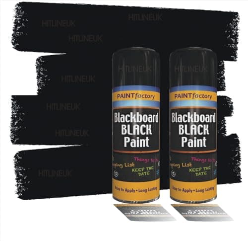 Image of HitlineUK 2 x BLACKBOARD PAINT 400ml Matt Black Spray Paint, Fast-Drying Chalkboard Paint