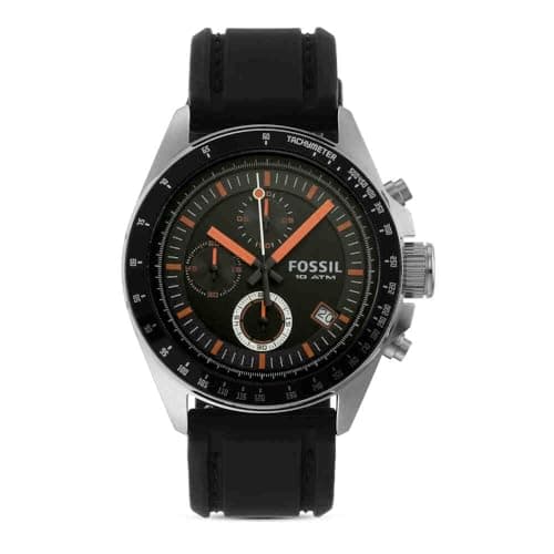 Image of Fossil Men's Chronograph Quartz Watch with Silicone Strap CH2647,Black/Black