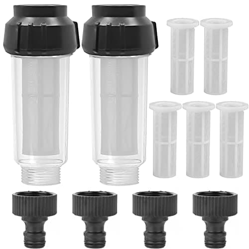 Image of Hlimior Garden Hose Filter, 2 Pack Water Pre-Filter Accessory for Kärcher K2 - K7 Pressure Washers, Motorhome & Garden Pump, with 5 Spare Mesh Inserts