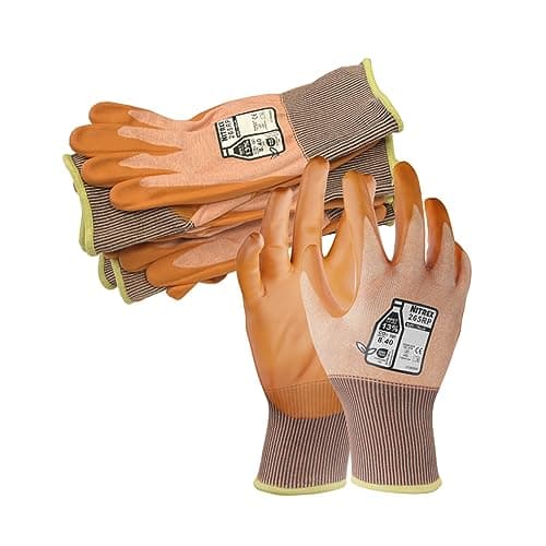 Image of NITREX 265RP Cut Resistant Work and Safety Gloves - 5 Pairs - General Handling Gloves - Foam Nitrile Palm Coated – Oils and Grease Resistant – Mechanical and Industrial Protection - Size 7