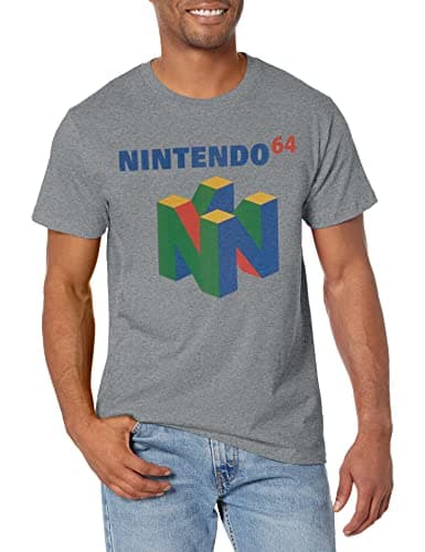 Image of Nintendo Men's N64 Logo Short Sleeve T-Shirt, Athletic Heather, XL