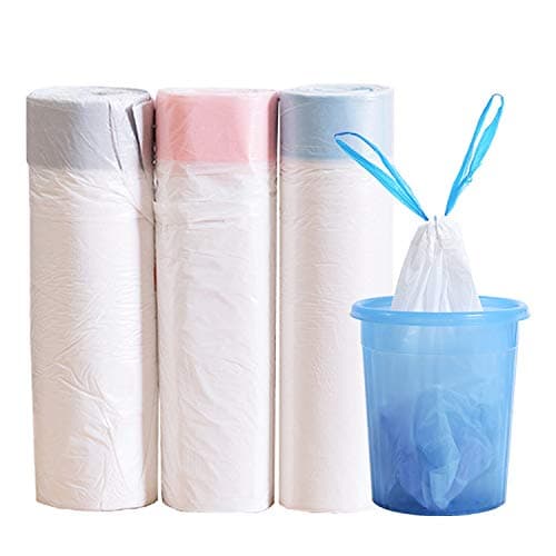 Image of 3 Rolls 15L Bin Bags Bin Liners Drawstring Rubbish Bags , Small Bin Bags Degradable Trash Bags Unscented Indoor Garbage Bags for Bedroom Kitchen Office （45x50cm, 15L）