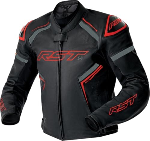 Image of RST S1 D3O Perforated Motorcycle Leather Jacket, Black/Red, 54