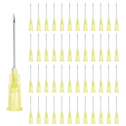 Image of sourcing map 50 Pcs Tip Dispensing Needle, 20 Gauge Stainless Steel Dispensing Tips with Luer Lock 1.69" Pointed End Dispenser Needle for Measuring, Refilling Inks, Yellow