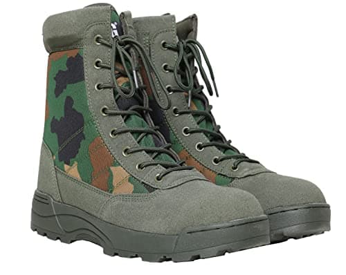 Image of Mens MIG side zip & lace up Army Tactical Combat Boots (Camo Green, UK9)