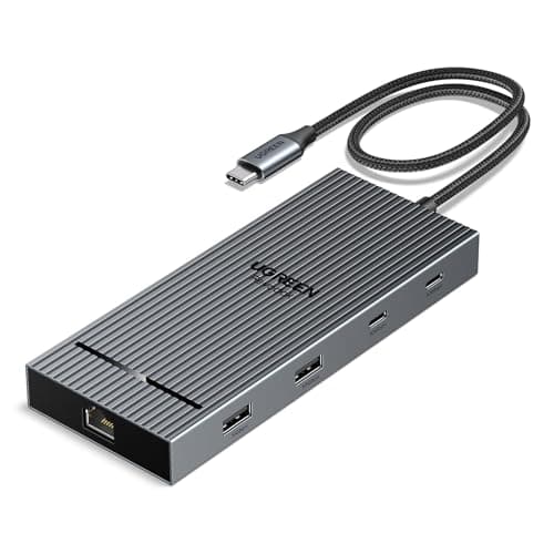 Image of UGREEN Laptop Docking Station Dual Monitor, Revodok Pro 10-in-1 USB C Hub, Dual 4K@60Hz with 2 HDMI, 3x 10Gbps USB-A/C, 100W PD, Ethernet, SD/TF, Aluminum USB-C Dock for Dell, HP, ThinkPad Laptops