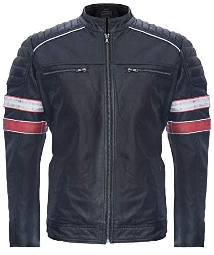 Image of Men’s Racing Black Leather Biker Jacket XL