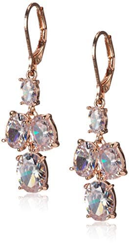 Image of Anne Klein Women's Rose Gold Crystal Double Drop Earrings, Rose Gold, One Size
