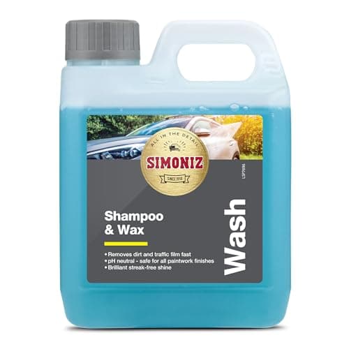 Image of Simoniz Car Shampoo & Wax 1L, 2-in-1 Car Shampoo, Deep Car-Cleaning With Carnauba Wax Protection, Use In A Bucket Or Snow Foam Cannon To Get Tough On Dirt & Grime, Safe For All Paintwork, 1 Litre
