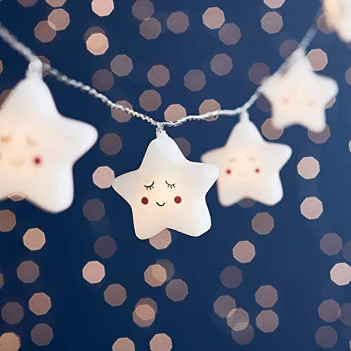 Image of Lights4fun 12 Star Battery Operated Children's String Fairy Lights Bedroom Nursery Warm White LED 2.2m with Timer