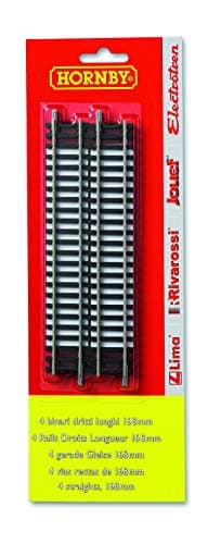Image of Hornby HT8300 OO Gauge Straight Track Blister Pack - Extra Track Pieces for Model Railway Sets, Model Train Track Pieces - Includes 4x R600 Straight Track - Scale 1:76, White