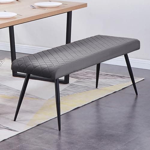 Image of JaHECOME Velvet Upholstered Dining Bench Grey Heavy Duty Kitchen Table Bench 130cm Length for Dining Room Living Room Entryway