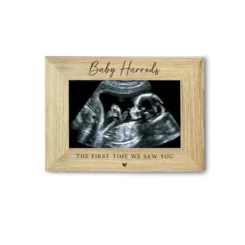 Image of eBuyGB Personalised Baby Scan Photo Frame, The First Time We Saw You, Engraved Baby Name, New Parent Gift, Pregnancy Announcement Picture Frame 4x6
