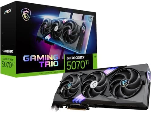 Image of MSI GeForce RTX 5070 Ti 16G GAMING TRIO OC Graphics Card - RTX 5070 Ti GPU, 16GB GDDR7 (28Gbps/256-bit), PCIe 5.0 - TRI FROZR 4 (3 x STORMFORCE FAN) - Dual BIOS, RGB - HDMI 2.1b, DisplayPort 2.1b