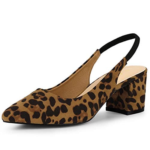 Image of Allegra K Women's Court Shoes Slingback Heels Leopard 5 UK/Label Size 7.5 US