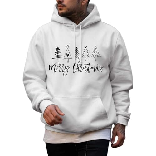 Image of Generisch Festive Christmas Hoodie Casual Winter Sweatshirt Seasonal Design, White, M