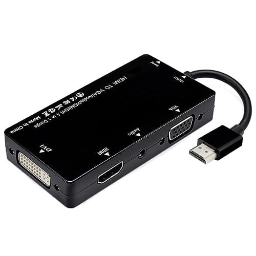 Image of chenyang HD-215 CY HDMI to VGA/Audio/HDMI/DVI 4-in-1 Dongle Adapter Multiport Splitter Converter for PS3 HDTV PC Monitor Projector,Black