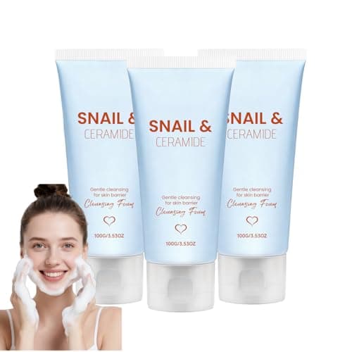Image of Korean Snail Mucin Face Wash, Snail Silky Deep Cleansing Foam, Ceramide Cleansing Foam, Snails Rescue Purifying Face Wash for Oily Skin, Deep Pore Purifying & Hydrating Skin Care, Moisture Lock (3P)