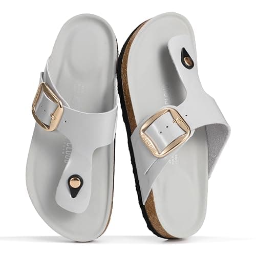 Image of Project Cloud 100% Genuine Leather Thong Sandals Women Footwear - Memory Foam Insole Womens Sandals - Non-Slip Womens Flip Flops - Lightweight Sandals for Women 2026, Blue Leather, 5.5 UK