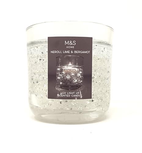 Image of Premier Life Store M&S LED Light up Neroli, Lime & Bergamot Silver Candle in Box