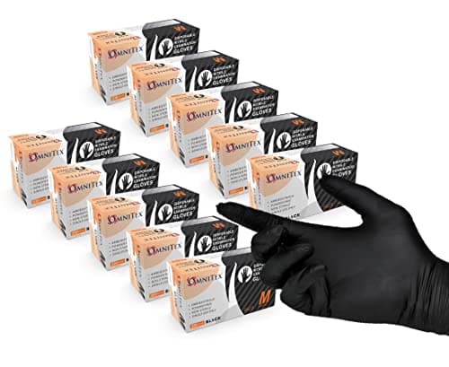 Image of Omnitex Case of 2000 Premium Disposable Black Nitrile Gloves | Powder Free | Latex Free | Ambidextrous | Food Safe | EN455 EN374 EN420 | CE & UKCA Cat3 grade (Large)