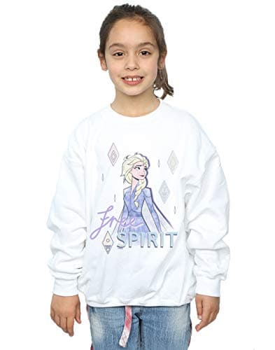 Image of Disney Girls Frozen 2 Elsa Free Spirit Sweatshirt White 5-6 Years