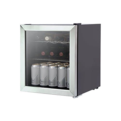 Image of Russell Hobbs Mini Fridge 12 Bottle/46L Freestanding Stainless Steel Table Top Mini Beer & Wine Fridge, with Glass Door RHGWC3SS