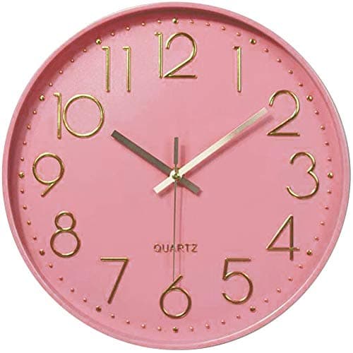 Image of Taodyans Silent Wall Clock 12 In Kitchen Clock Quartz Battery Operated Round Modern Home Decor Clock for Office Class Room Living Room Bedrooms (Pink)