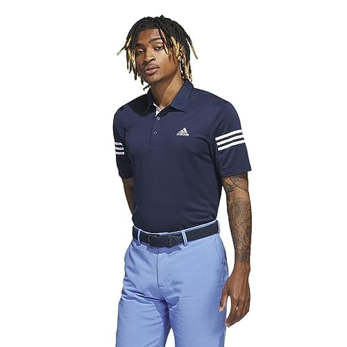 Image of adidas Mens 3 Stripe Polo Shirt Short Sleeve Navy XXL
