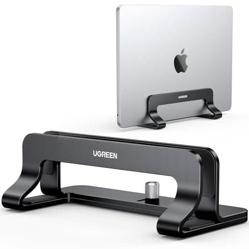 Image of UGREEN Vertical Laptop Stand for Desk Adjustable Laptop Holder Dock Aluminum Desktop Stand, Compatible with MacBook Air Pro, Microsoft Surface(Black)