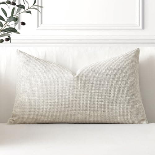 Image of Artscope Linen Cushion Covers Set of 1 Decorative Lumbar Pillowcase Pillow Cover 12x20 Inch for Home Decor Sofa Bedroom Car 30x50cm Beige