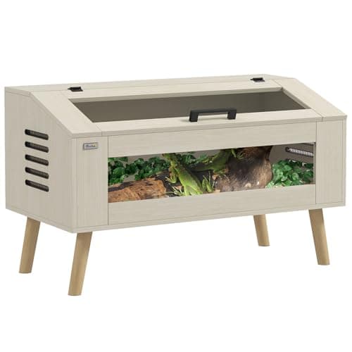 Image of PawHut 140L Reptile Vivarium Terrarium with Tempered Glass Windows, Openable Top for Snake Lizards, Horned Frogs, Chameleons, Hamsters, Gerbils, 100 x 50 x 60cm