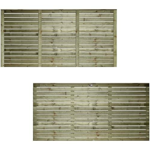 Image of Horizontal Single-Slatted Fence Panel, 6ft x 3ft Wooden Fencing Trellis Topper Extension | Decorative Contemporary Venetian-Style, Ideal for Any Garden Perimeter (Wide: 182cm x High: 91cm)
