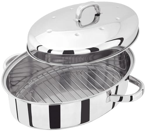 Image of Judge Stainless Steel High Roaster with Rack and Self Basting Lid 35cm x 25cm x 15cm Oven Safe Gift Box, 25 Year Guarantee