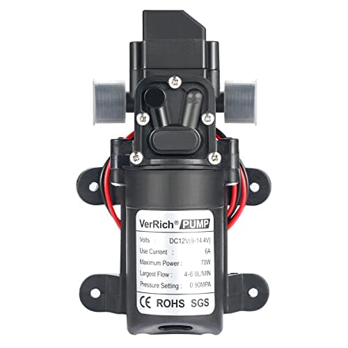 Image of VerRich 12V Water Pumps Diaphragm Pump 70W 4 L/Min 1GPM 0.9MPA 131 PSI for Faucet Garden(G1/2" 20mm Connector)