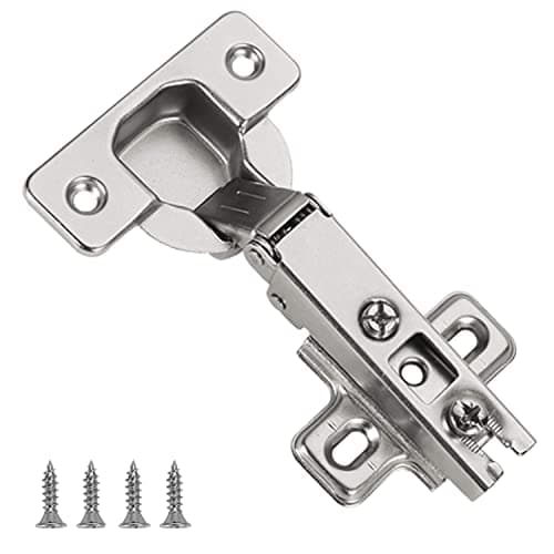Image of Furniware 10 Pcs Slide-on 35mm Kitchen Cabinet Wardrobe Door Hinge,110 Degree Self Close Full Overlay Standard Hinge-Nickel Plated