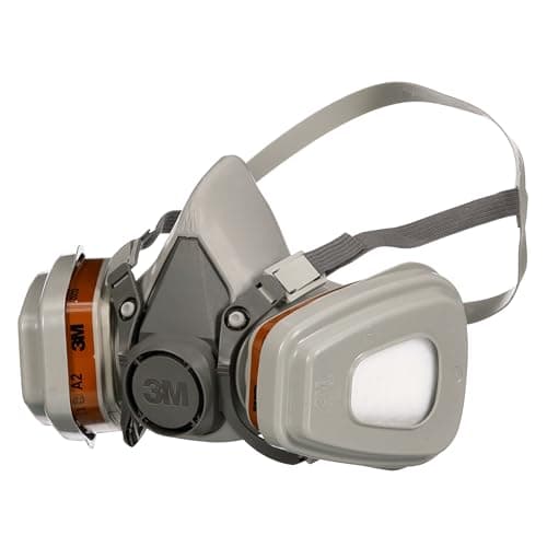 Image of 3M Spray Paint Respirator Half-mask 6002C with Removable Filters, Protection Level A2P2 against organic gases, vapours & dust, Reusable Respirator with Valve for easy breathing, 1 Kit (Mask & Filters)